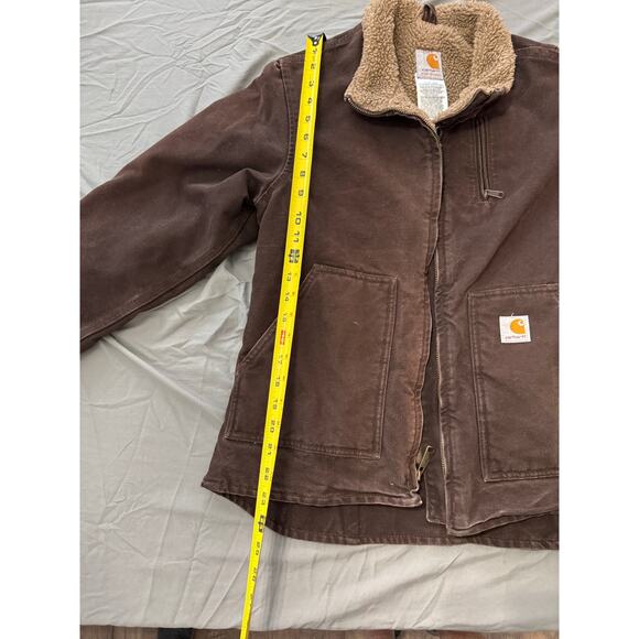 Vintage Dark Brown Carhartt Canvas Cayon Sherpa Lined Jacket Medium 8/10 WJ022 - Picture 5 of 10